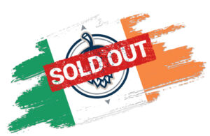 ireland flag with hop icon and sold out banner